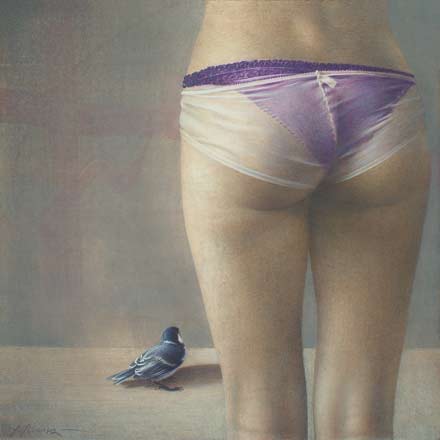 Veli e piume - tempera, cm 39x39, 2010