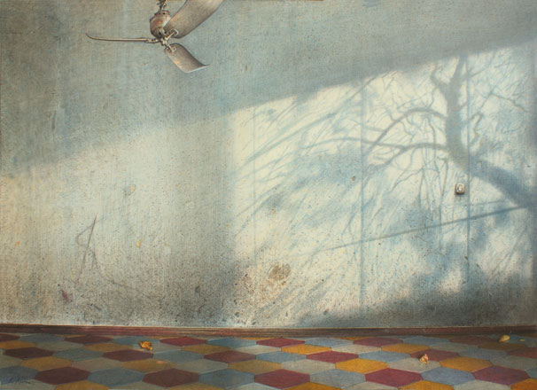 Interno azzurro - tempera, cm 70x50, 2008