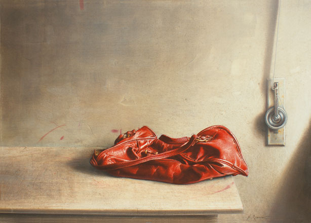 Borsa alla finestra - tempera, cm 70x50, 2008