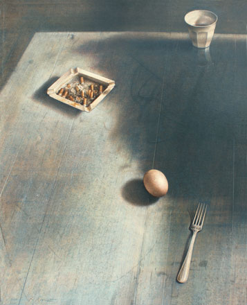 Tavolo all'imbrunire - tempera, cm 40x50, 2006